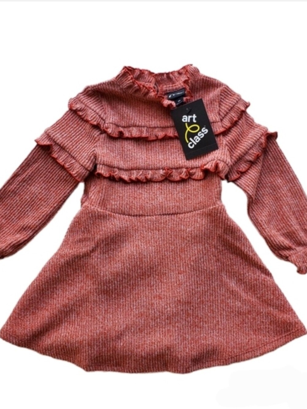 Art Class Red Ruffle Knit Dress Dusty Coral Fall Outfit 12months NWT